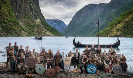 Les joueurs norvégiens habillés en vikings