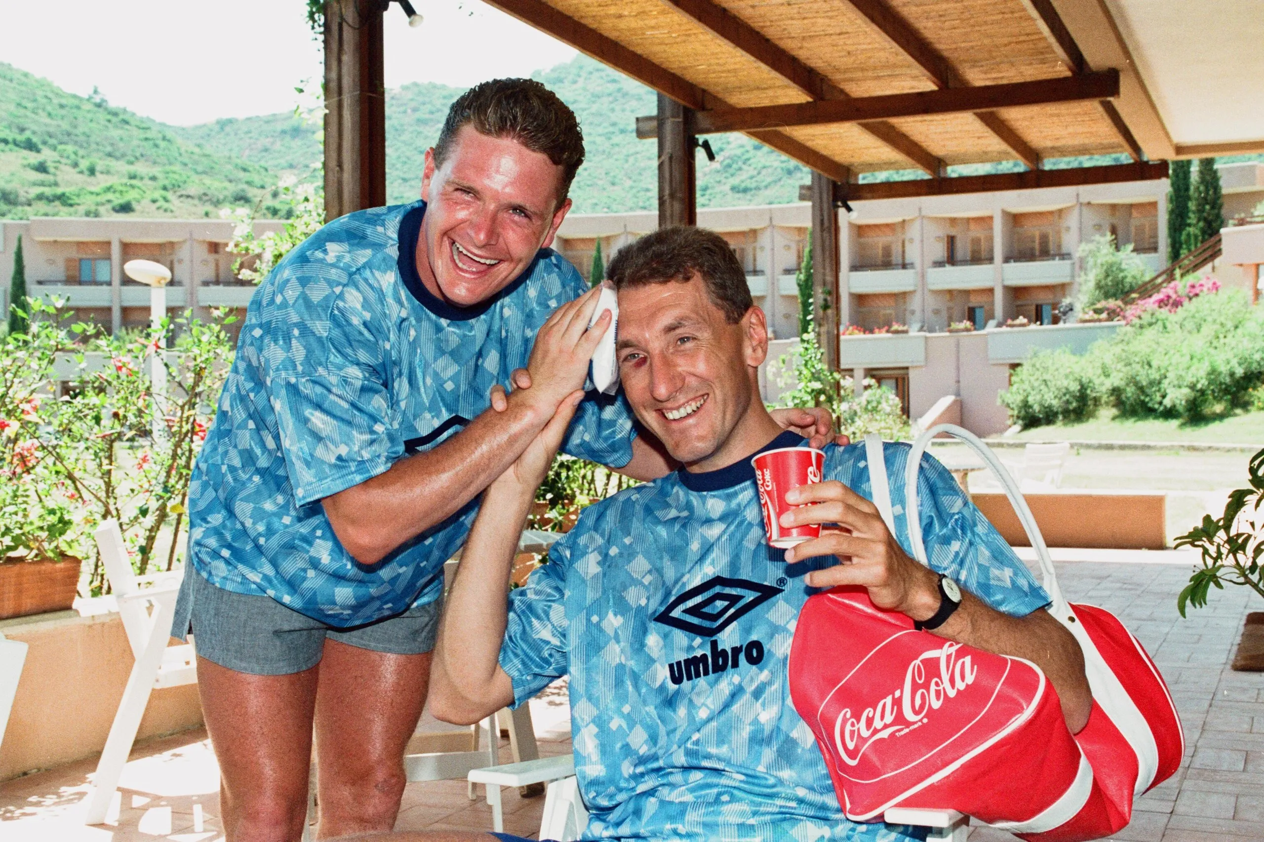 Paul Gascoigne and Terry Butcher in the England camp