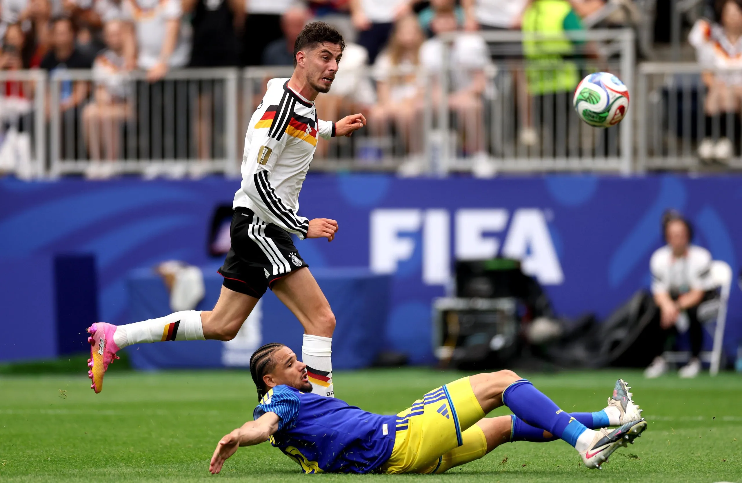 Kai Havertz of Germany scores his team’s seventh goal.