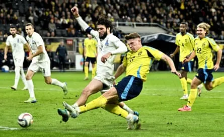 Viktor Gyökeres scores Sweden’s third goal against Azerbaijan