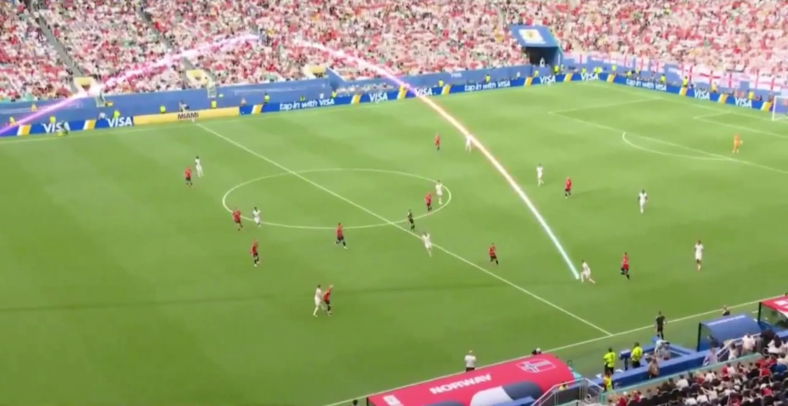 Anderson with the ball at his feet having intercepted Nyland’s goal-kick