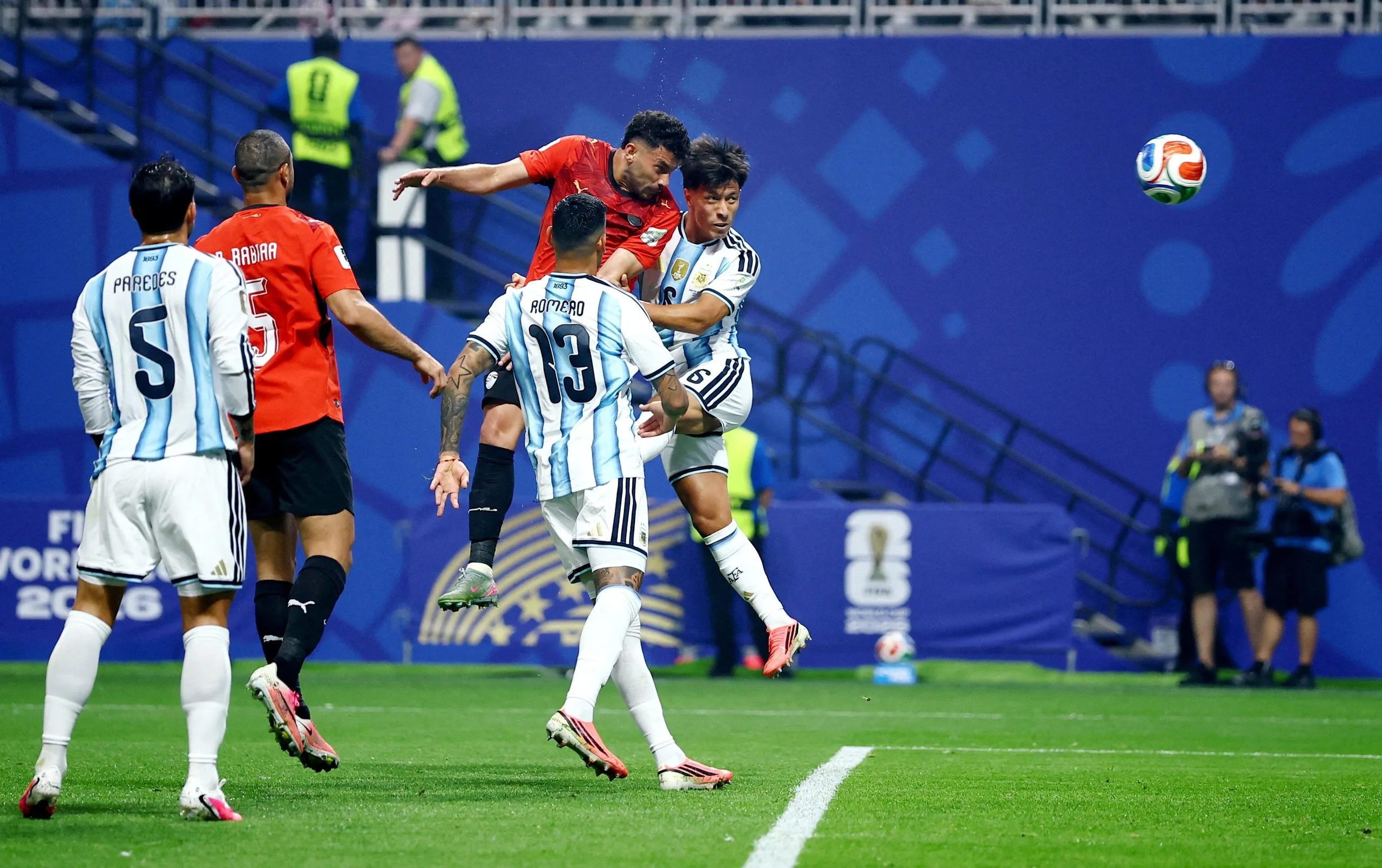 Yasser Ibrahim’s header puts Egypt ahead in the first half.