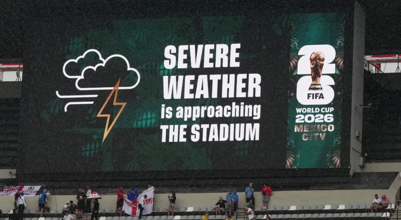 Mexico v England: World Cup 2026 last 16 tie hit by thunderstorm in buildup – live